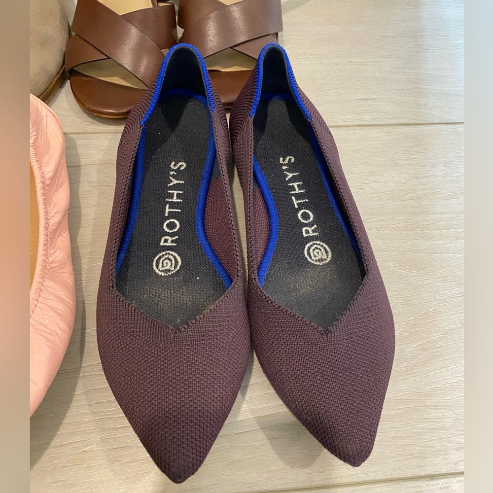 Rothy’s Sz 5.5 The Point Flat Mink Dusty Purple Shoes Retired Color
